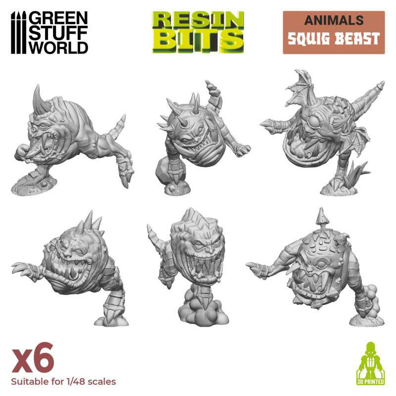 Load image into Gallery viewer, Green Stuff World Squig Herd Set (6) for Wargaming - Resin - 40k - Miniatures
