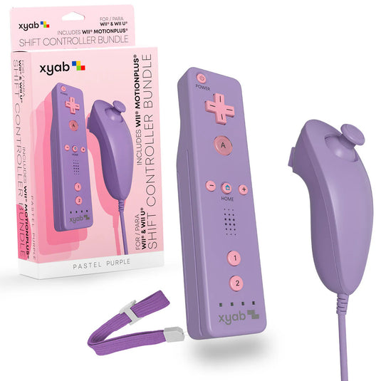 XYAB - Wii Remote Nunchuck Controller for Nintendo Wii/Wii U Game Bundle Purple
