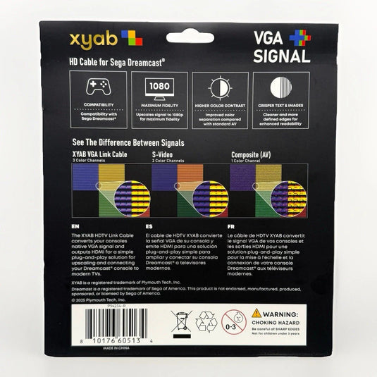 XYAB - RGB+ HD Link HDMI Cable for Sega Dreamcast – 1080p Full HD - Retro Gaming - Cobbco