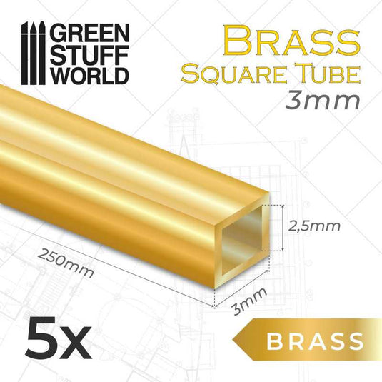 Green Stuff World Square Brass Tubes 3mm 11045