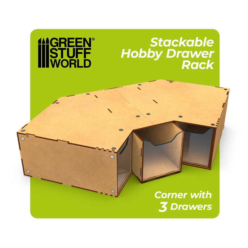 Load image into Gallery viewer, Green Stuff World Stackable hobby corner drawer rack with 3 drawers - Cobbco
