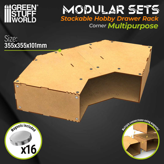 Green Stuff World Modular Stackable Hobby Corner Storage Unit - Empty - Cobbco