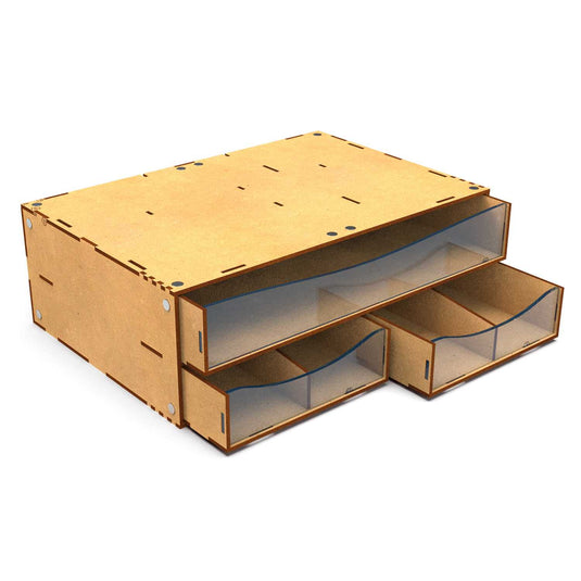 Green Stuff World Stackable Hobby Drawer Rack with 3 horizontal drawers and dividers - Cobbco