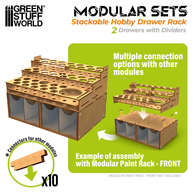 Load image into Gallery viewer, Green Stuff World Stackable hobby drawer rack with 4 vertical drawers and magnets - Cobbco
