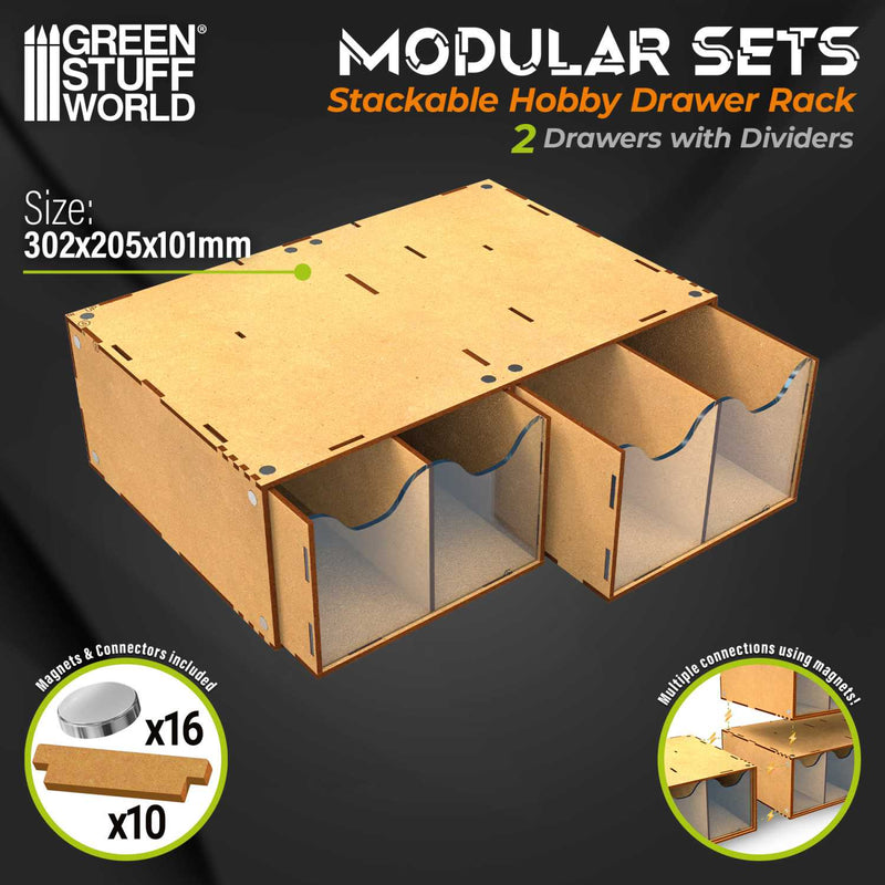 Load image into Gallery viewer, Green Stuff World Stackable hobby drawer rack with 4 vertical drawers and magnets - Cobbco
