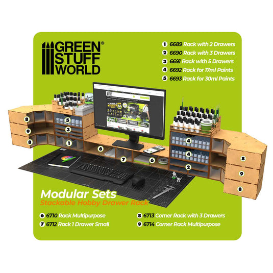 Green Stuff World Stackable hobby drawer rack with 4 vertical drawers and magnets - Cobbco