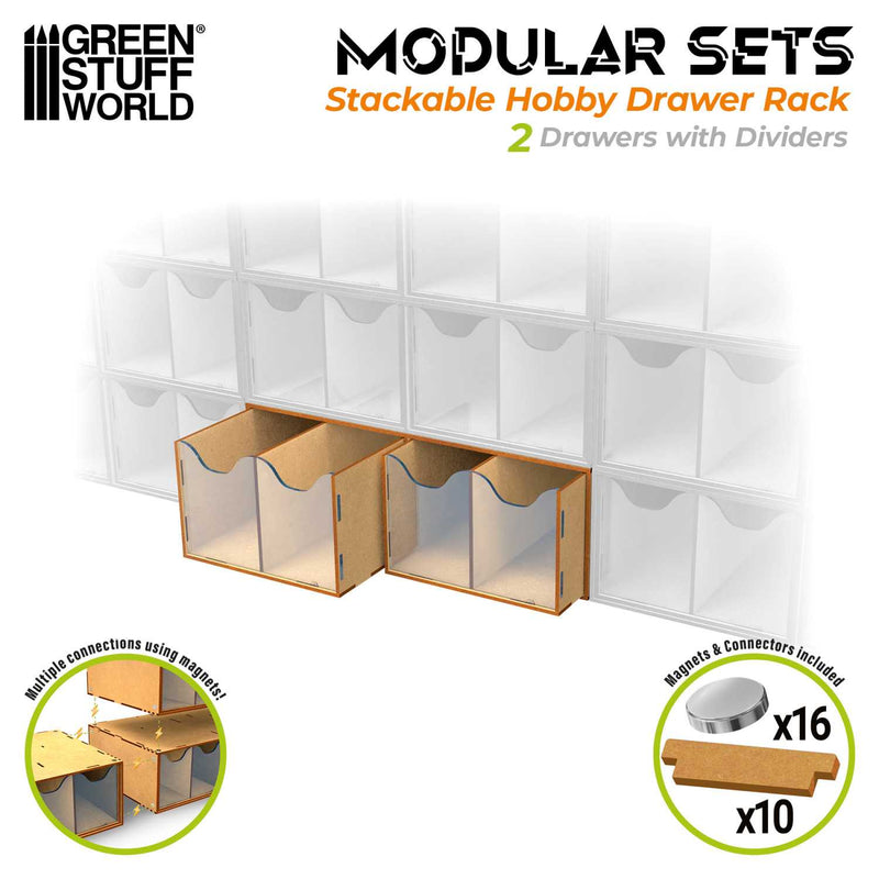 Load image into Gallery viewer, Green Stuff World Stackable hobby drawer rack with 4 vertical drawers and magnets - Cobbco
