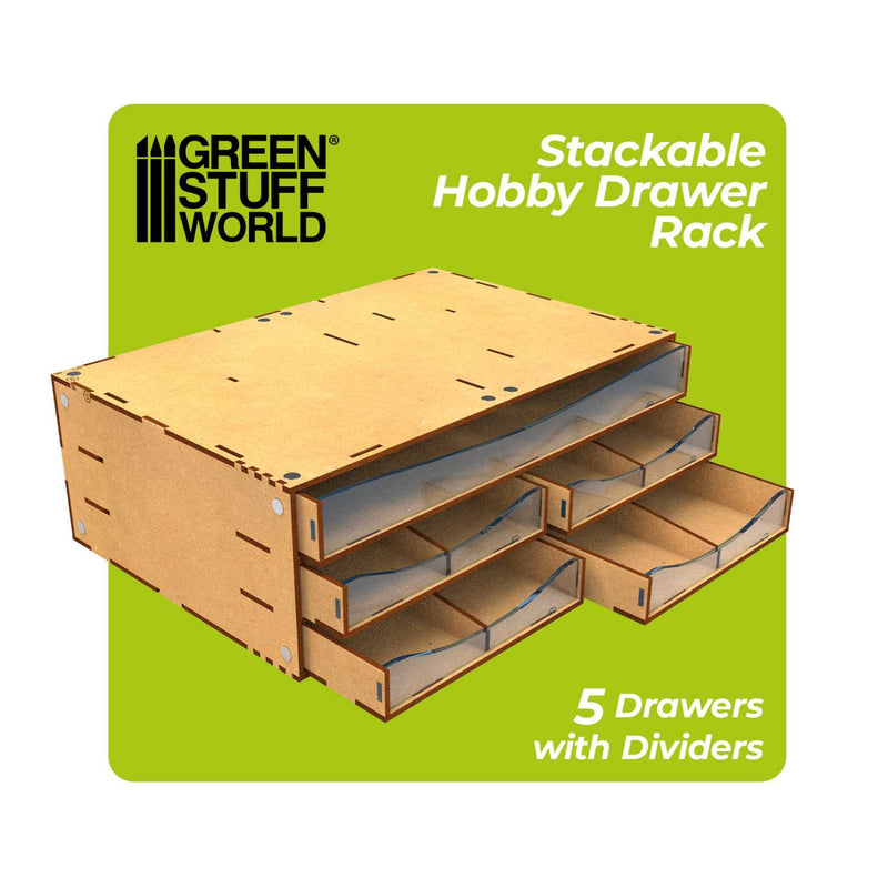 Load image into Gallery viewer, Green Stuff World Stackable Hobby Drawer Rack with 5 horizontal drawers and dividers - Cobbco
