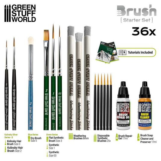 The Army Painter Hobby Brush Starter Set -Miniature Small Paint Brush Set  of 3 Acrylic Paint Brushes-Includes Drybrush, Standard Model Paint Brush 
