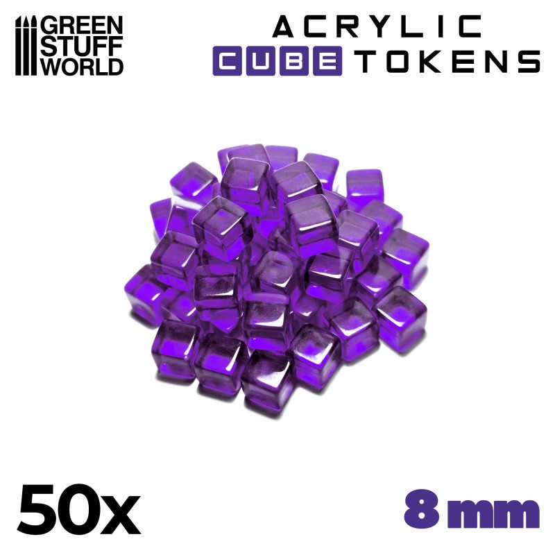 Load image into Gallery viewer, Green Stuff World for Models &amp; Miniatures Violet Cube tokens 8mm 3790
