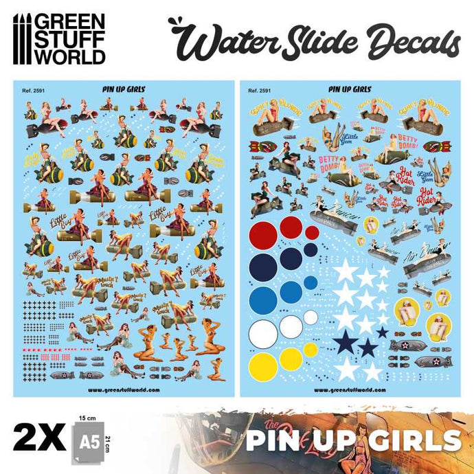 Green Stuff World for Models & Miniatures Waterslide Decals – Pinup Girls 2591
