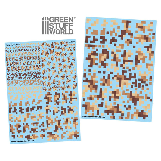 Green Stuff World Waterslide Decals - Digital Desert Camo - Wargaming and Modeling - Cobbco