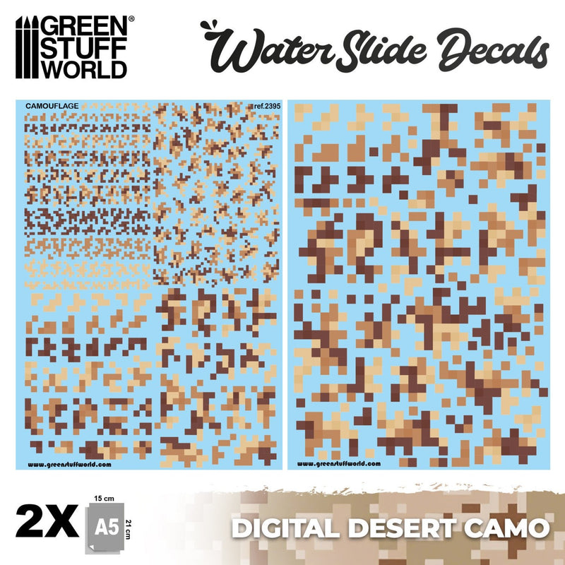 Load image into Gallery viewer, Green Stuff World Waterslide Decals - Digital Desert Camo - Wargaming and Modeling - Cobbco
