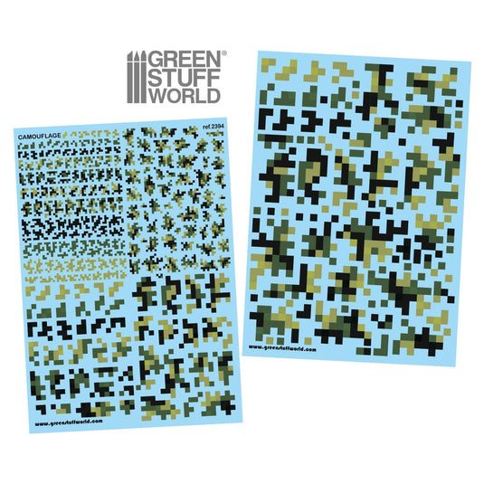 Green Stuff World Waterslide Decals - Digital Forest Camo - Wargming and Modeling - Cobbco