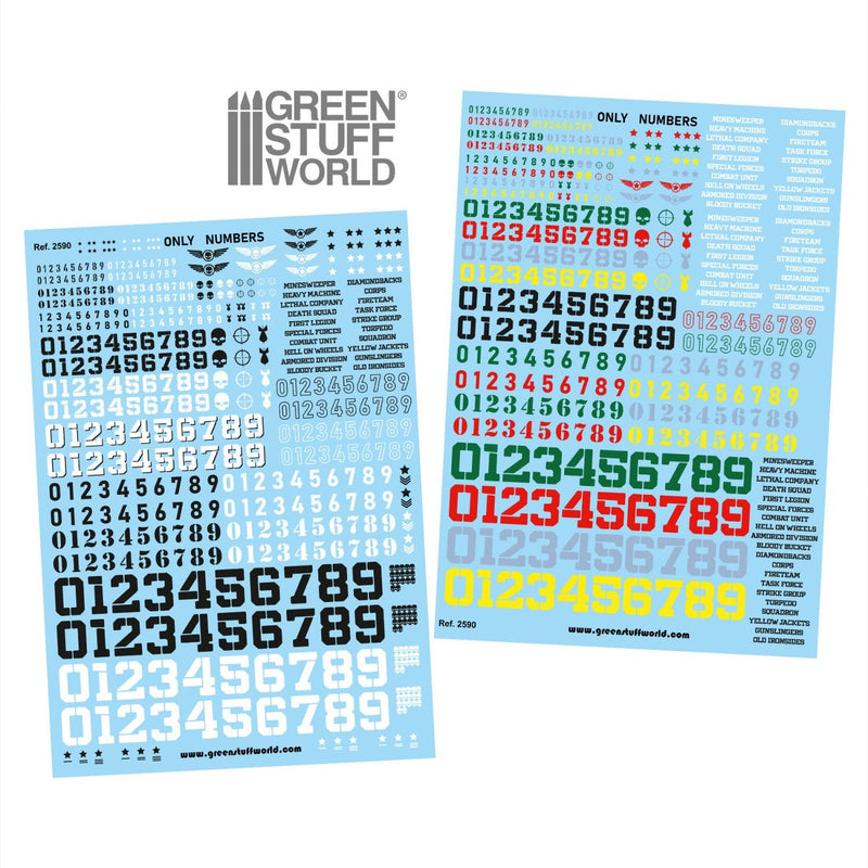 Load image into Gallery viewer, Green Stuff World Waterslide Decals - Only Numbers - Wargaming and Modeling - Cobbco
