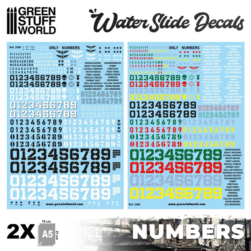 Load image into Gallery viewer, Green Stuff World Waterslide Decals - Only Numbers - Wargaming and Modeling - Cobbco

