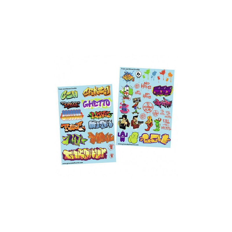 Load image into Gallery viewer, Green Stuff World Waterslide Decals - Train and Graffiti Mix - Wargaming and Modeling - Cobbco
