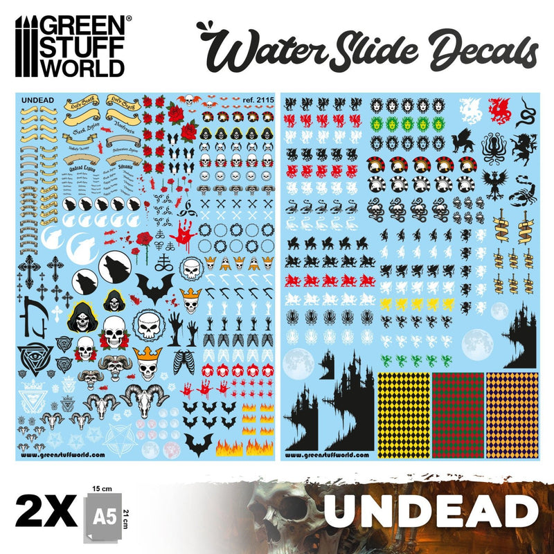 Load image into Gallery viewer, Green Stuff World Waterslide Decals - Undead - Wargaming and Modeling - Cobbco
