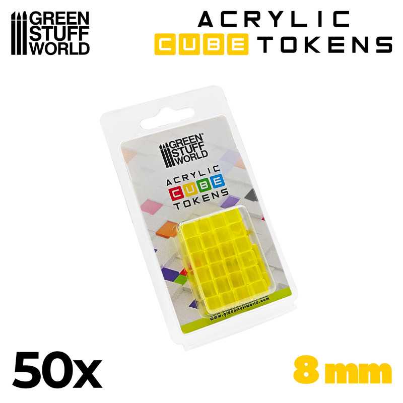 Load image into Gallery viewer, Green Stuff World for Models &amp; Miniatures Yellow Cube tokens 8mm 3787
