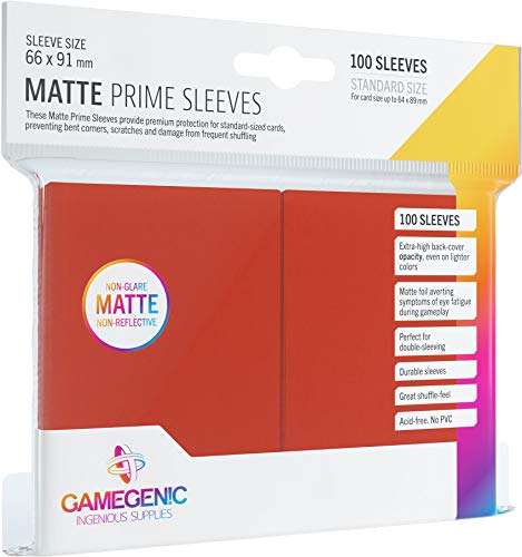 Gamegenic Matte Prime Sleeves: Red (100) (GG1027) Standard 66x91mm