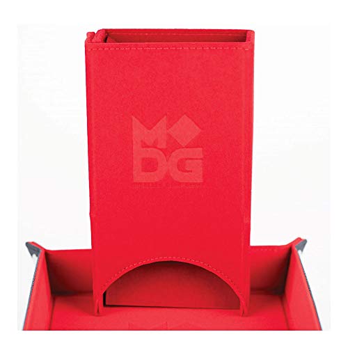 Metal Dice Games Leather Velvet Fold Up Dice Tower - Red