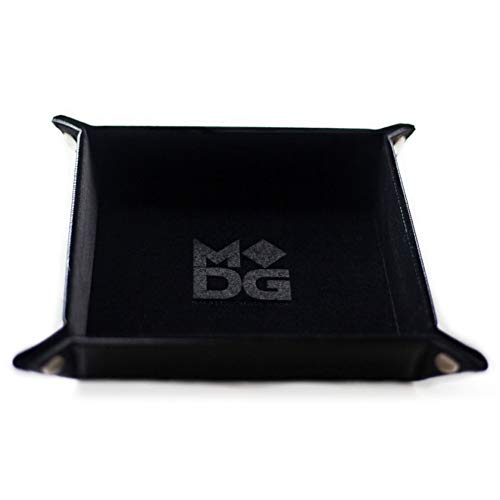 Metallic Dice Games Leather and Velvet Dice Tray 10 x 10 - Black