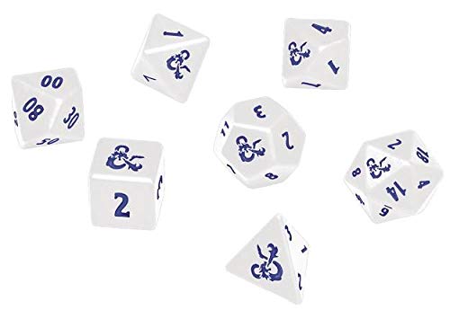 D&D RPG Icewind Dale: Heavy Metal Poly White and Blue Dice Set