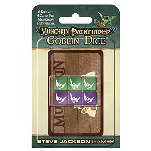 Load image into Gallery viewer, Munchkin Pathfinder Goblin Dice - 6 Dice and 4 Cards for Munchkin Pathfinder
