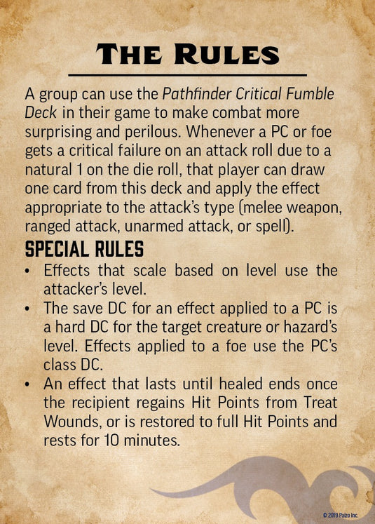 Pathfinder Critical Fumble Deck (Second Edition) by Paizo  PZO2206