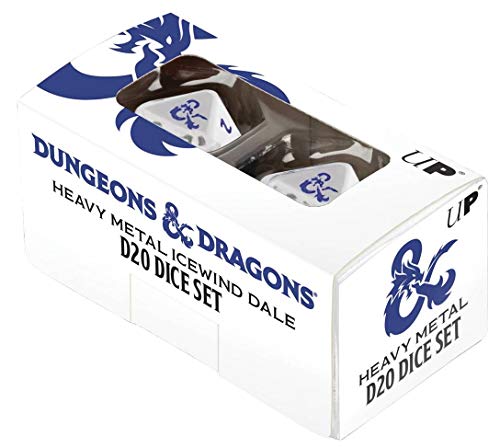 UP D&D Icewind Dale: Heavy Metal D20 White and Blue Dice Set