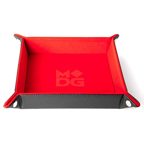 Metallic Dice Games 531 10 x 10 in. Velvet Leather Folding Dice Tray Red