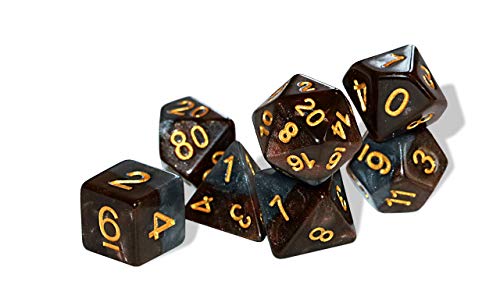 Gate Keeper Games Halfsies Dice Dwarf 7 Dice Polyhedral Set Silver