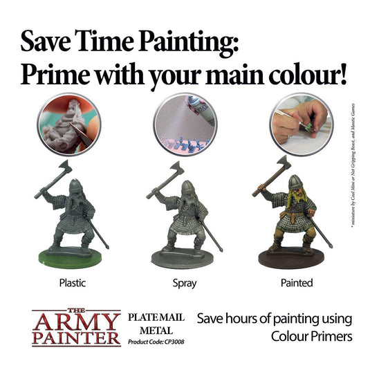 The Army Painter Primer Plate Mail Metal 400ml Acrylic Spray, Miniature Painting