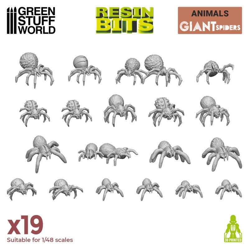 Load image into Gallery viewer, Green Stuff World for Models &amp; Miniatures 3D printed set - Giant Spiders 12297

