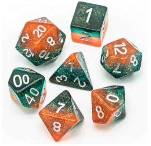 Foam Brain Games Poly Set - Tangerine Tree w/Silver (7) - Cobbco