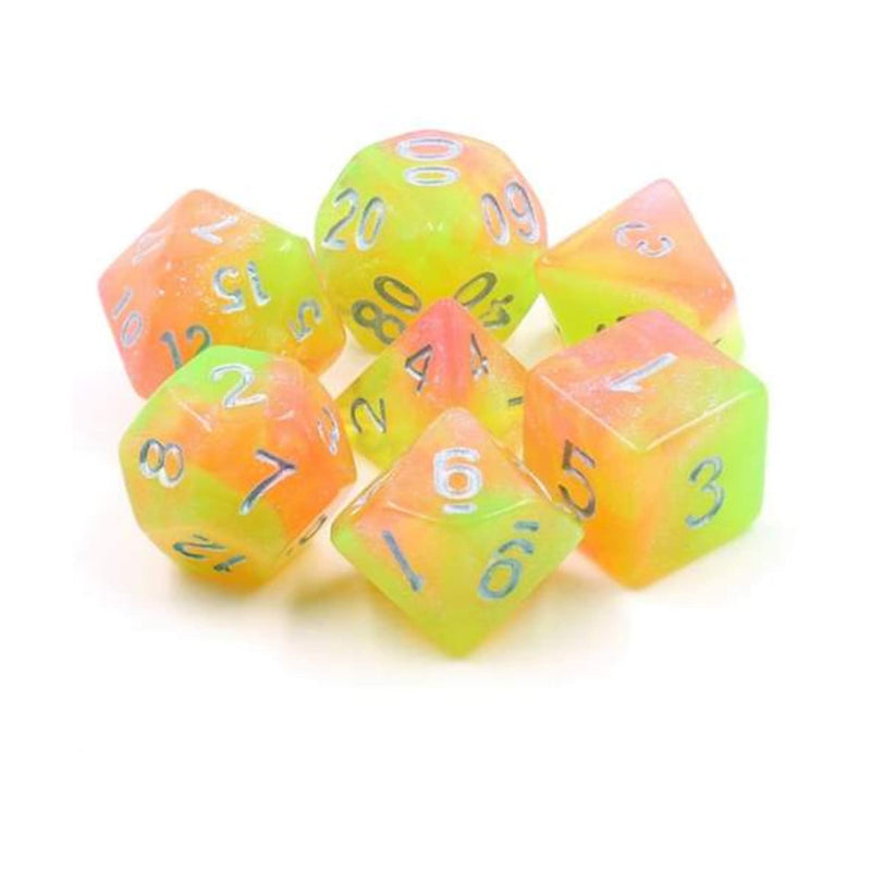 Load image into Gallery viewer, Foam Brain Games RPG Dice Set - Summer's Joy w/Silver FBG2156 - Cobbco
