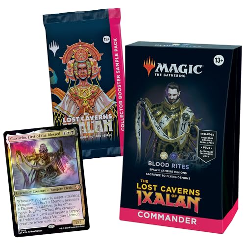Magic: The Gathering The Lost Caverns of Ixalan Commander Deck - Blood Rites (100 - Card Deck, 2 - Card Collector Booster Sample Pack + Accessories) - Cobbco