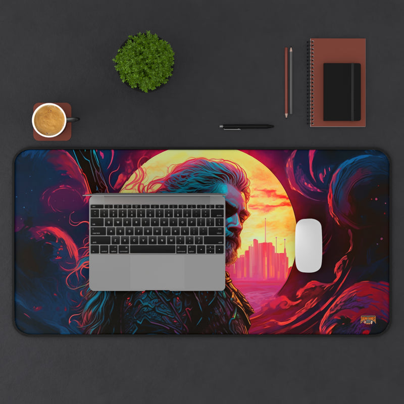 Load image into Gallery viewer, Neon Series High Fantasy RPG - Male Adventurer #4 Neoprene Playmat, Mousepad for Gaming, RPGs, Card Games, Nerdy Gift Idea, MTG, D&amp;D
