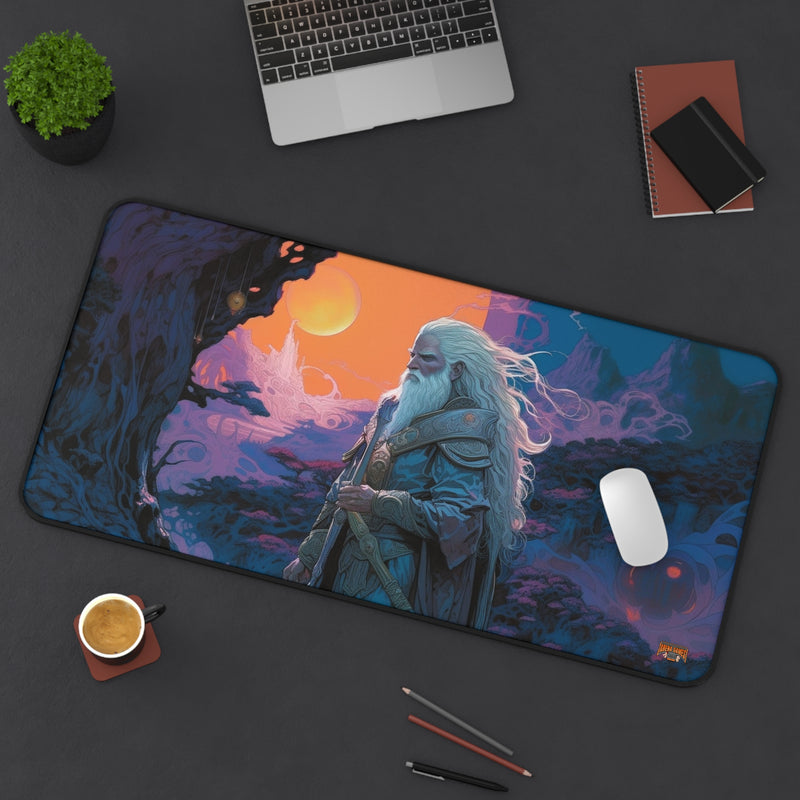 Load image into Gallery viewer, Neon Series High Fantasy RPG - Male Adventurer #2 Neoprene Playmat, Mousepad for Gaming

