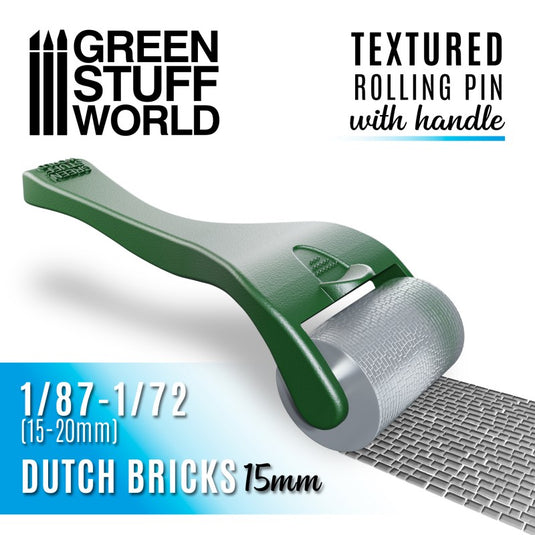 Green Stuff World - Rolling pin with Handle - Dutch Bricks 15mm 10488