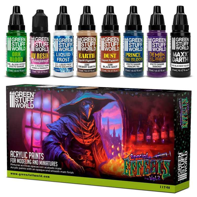 Load image into Gallery viewer, Green Stuff World Paint Set - Special Effects Vol. 2 Featuring Darth Black 98.9 Light Absorption
