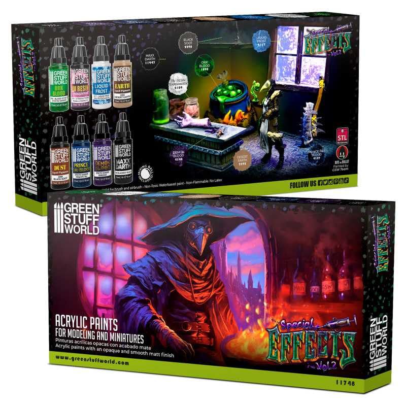 Load image into Gallery viewer, Green Stuff World Paint Set - Special Effects Vol. 2 Featuring Darth Black 98.9 Light Absorption
