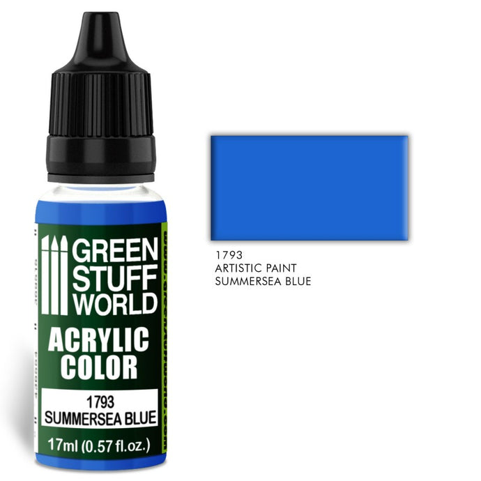 Green Stuff World – Acrylic Color Paint Summersea Blue 1793  for Models and Miniatures