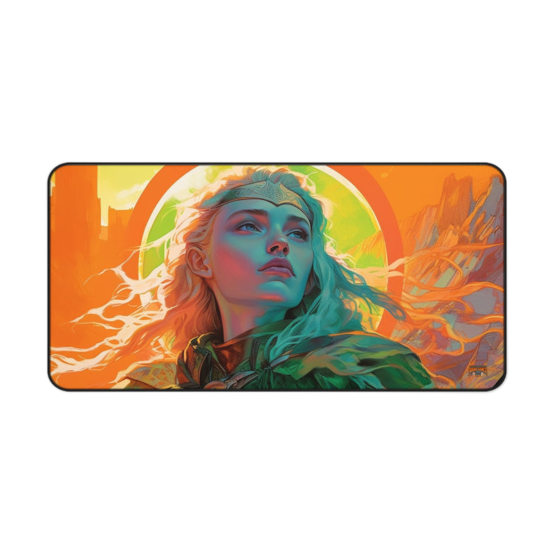 Load image into Gallery viewer, Neon Series High Fantasy RPG - Female Adventurer #5 Neoprene Playmat, Mousepad for Gaming
