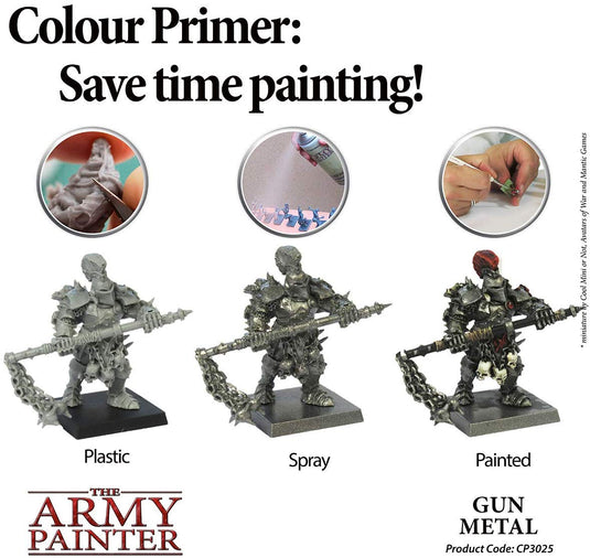 The Army Painter Gun Metal Primer 400ml Acrylic Spray for Miniature Painting