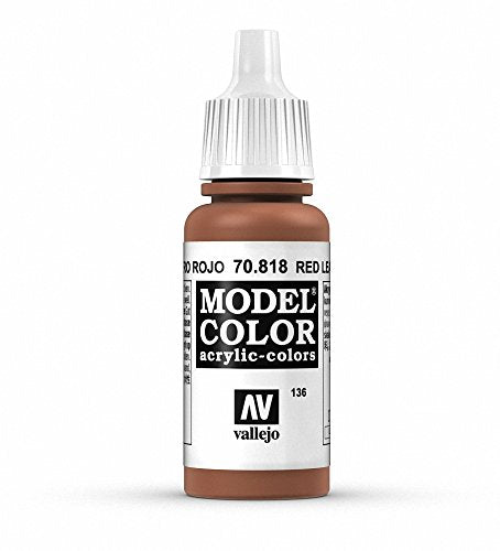 Vallejo Model Color Red Leather Paint, 17ml