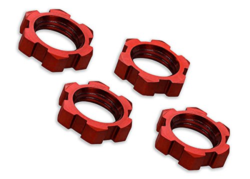 Traxxas 7758R Splined, Serrated, Red-Anodized 17mm Wheel Nuts (set of 4)