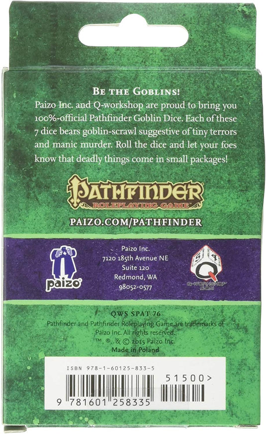 Q WORKSHOP Pathfinder Rpg Goblin Purple & Green Ornamented Dice Set 7 Polyhedral Pieces