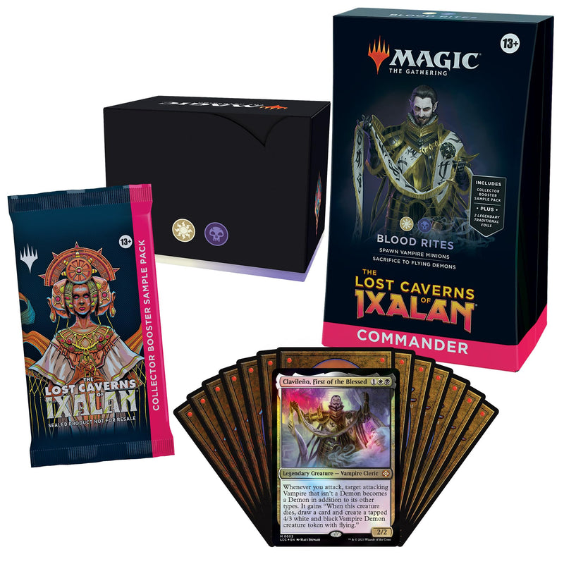 Load image into Gallery viewer, Magic: The Gathering The Lost Caverns of Ixalan Commander Deck - Blood Rites (100 - Card Deck, 2 - Card Collector Booster Sample Pack + Accessories) - Cobbco
