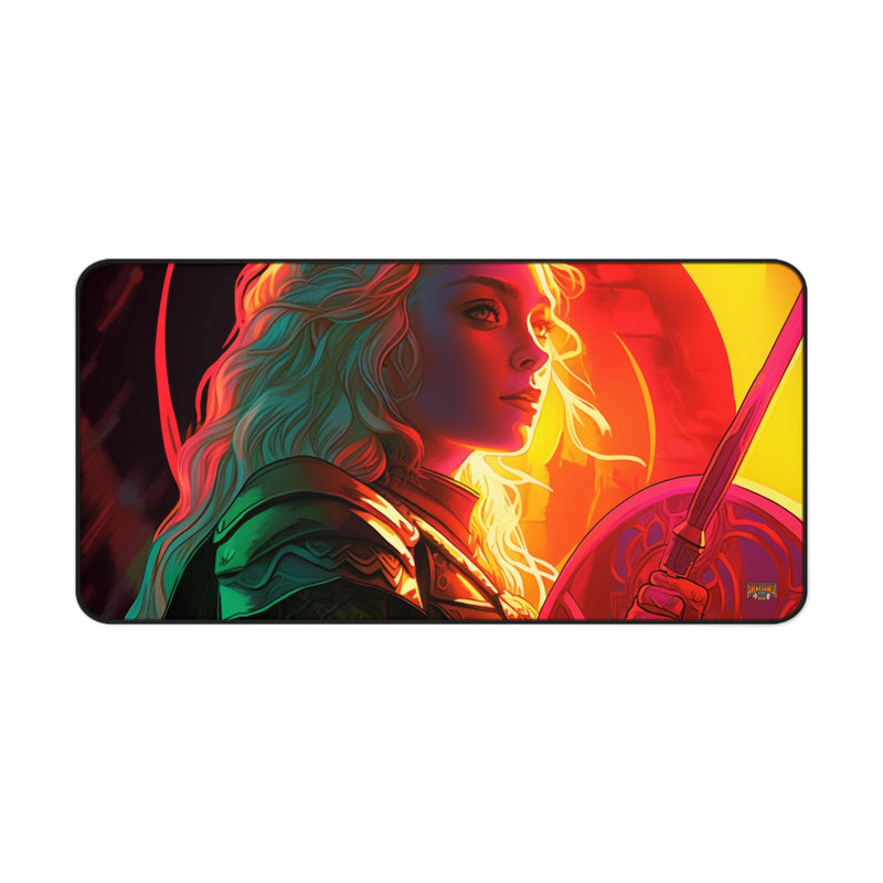 Load image into Gallery viewer, Neon Series High Fantasy RPG - Female Adventurer #3 Neoprene Playmat, Mousepad for Gaming
